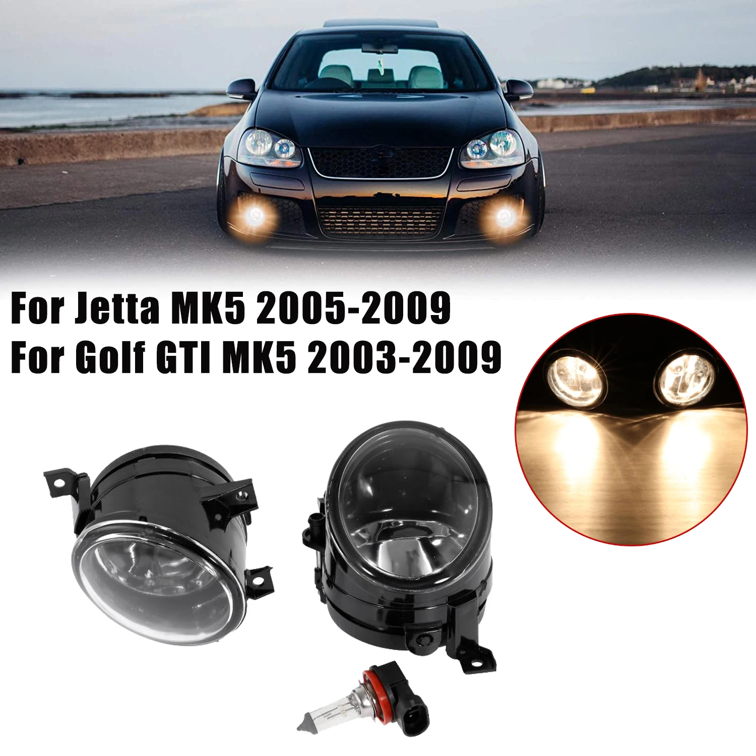 

Автомобильные передние противотуманные фары для Volkswagen Jetta MK5 2005-2009 для гольфа GTI MK5 2003-2009, противотуманные фары для переднего бампера с лампой