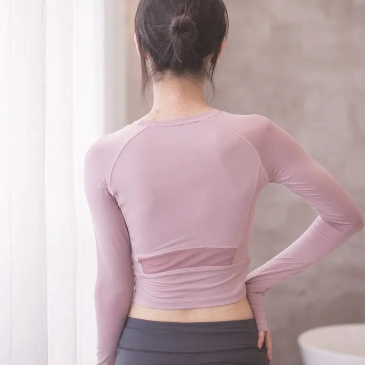 2021 Hot women's yoga clothes tops tight mesh t-shirt Korean fashion sportswear solid color nude tops Sport T-Shirts