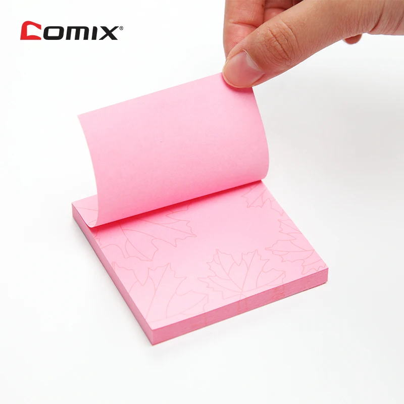 Клейкие заметки Comix самоклеящиеся 73x73 мм 80 листов на блокнот узоры с листьями