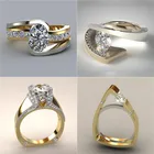 Уникальное Стильное кольцо с маленьким кристаллом из циркония, роскошные модные ювелирные изделия золотого цвета, серебряные обручальные кольца для женщин