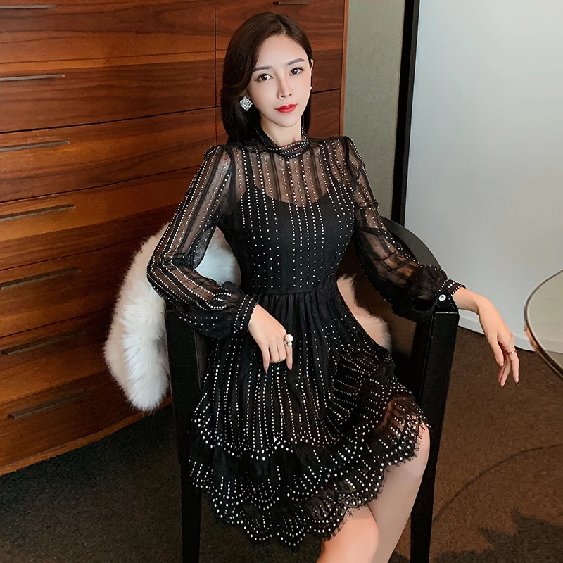 Элегантный Платье черного цвета элегантные Для женщин люксовая обувь Обувь