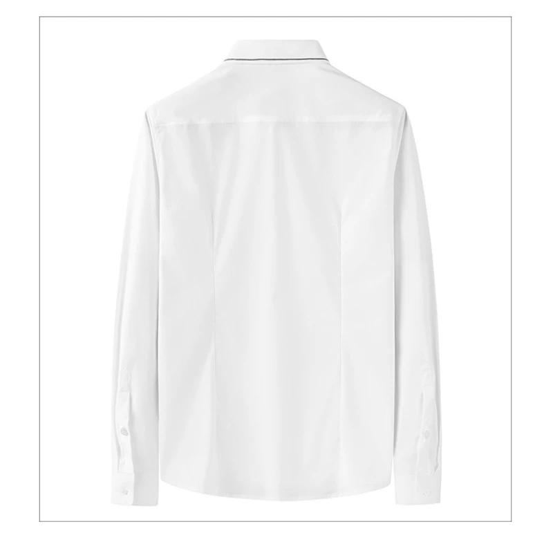 2021 autumn and winter new non-iron high-end solid color men's long-sleeved shirt embroidery all-match pure white men's shirt