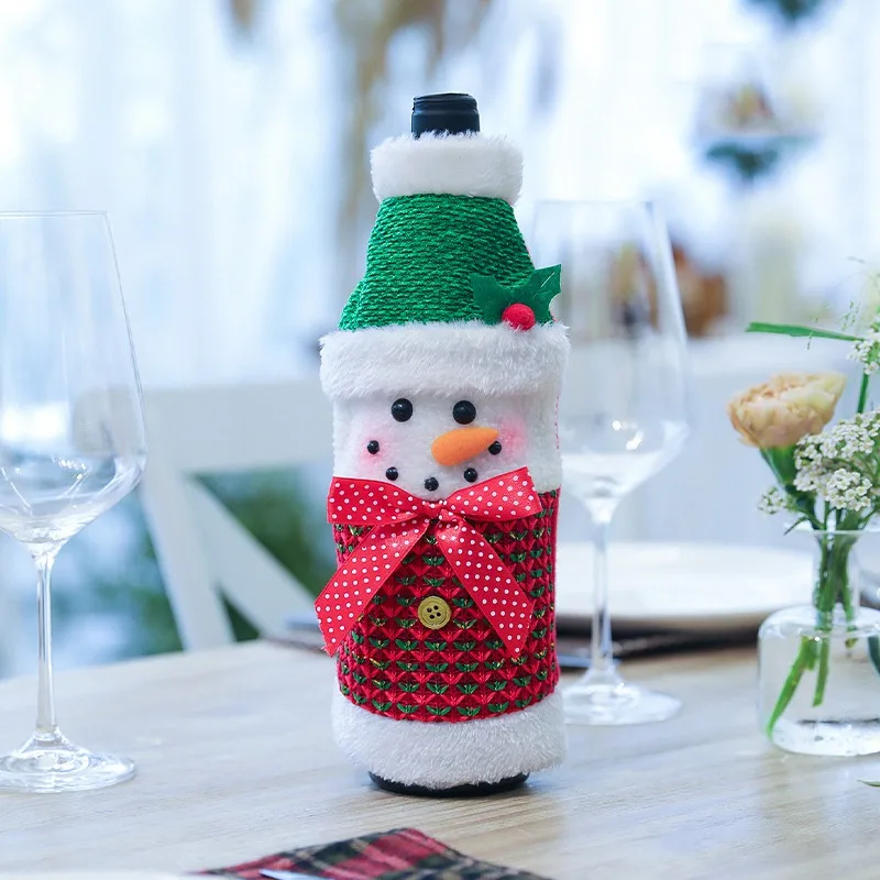 Плюшевая крышка бутылки вина Рождество Санта Клаус/Снеговик/олень узор сумки