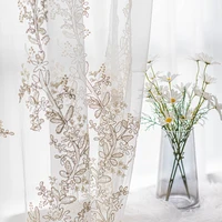 french luxury romantic curtain for living room white embroidery lace sheer drape for girls bedroom mesh fabric wedding m201d