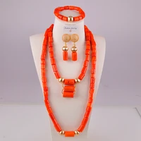 ladies coral necklace nigerian bride wedding jewelry african wedding clothing accessories orange natural coral bead set au 242