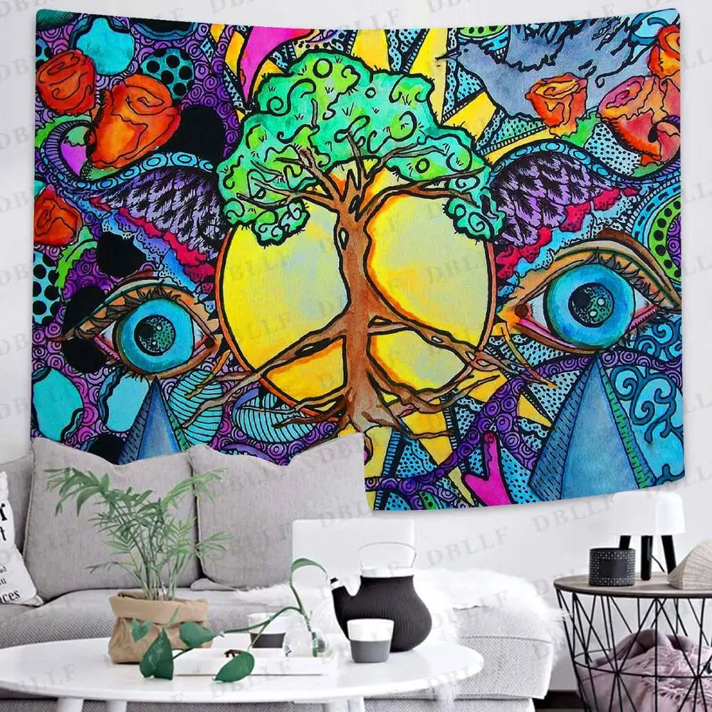 Simsant Cartoon Mermaid Tapestry Abstract Medieval Women Wall Hanging Backdrop for Apartment Bedroom Decor GT2TDBZY1520 | Дом и сад