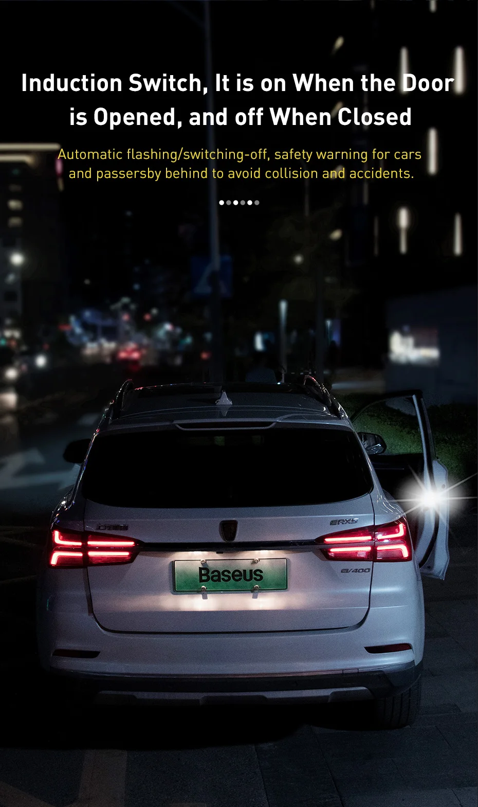 Baseus Auto Deur открытие Waarschuwingslampjes Водонепроницаемый 6 светодиодный Veiligheid Waarschuwen Licht Knipperende Авто Открытый стикер