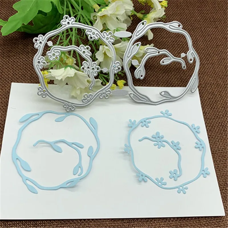 Цветочный лист круглая рамка металлические штампы для скрапбукинга резки