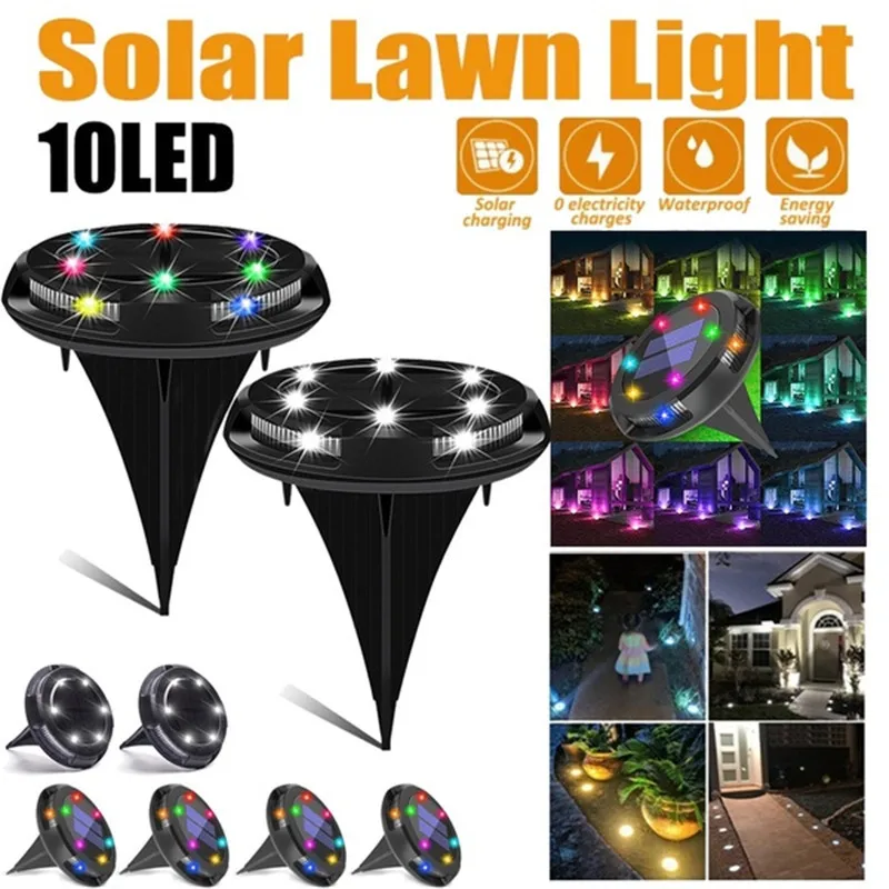 

10 LED Solar Powered Buried Light Under Ground Lamp Outdoor Path Way Garden Decking Underground Decking Light Landscape Lights