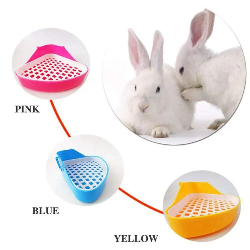 Rabbit Toilet Litter Tray Small Animal Corner Potty Pet Trays for Hamster (Blue) |