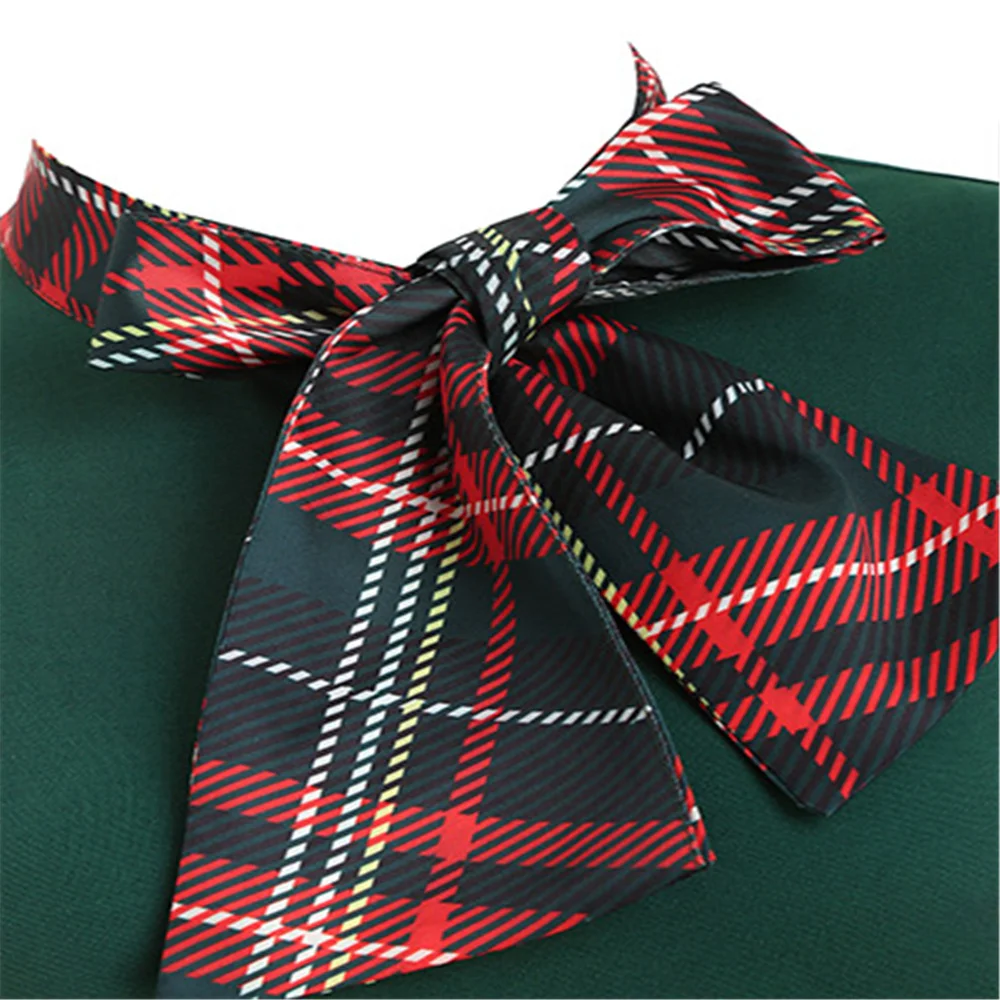 Классическое элегантное женское рождественское платье в клетку зеленое красное