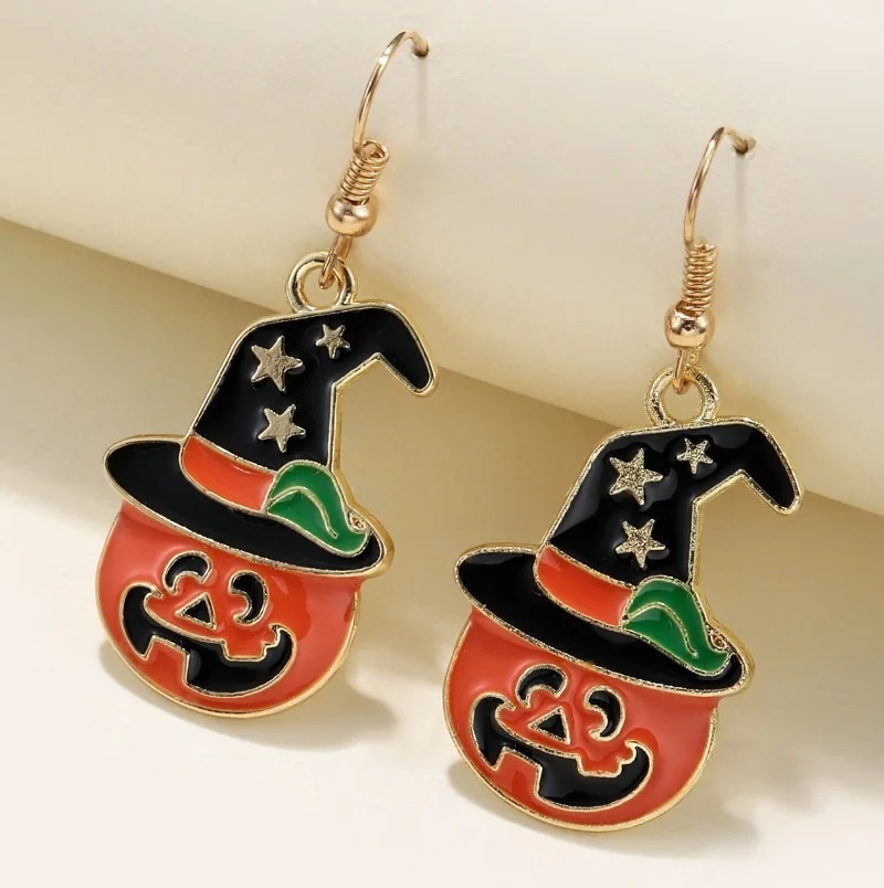 

2021 New European and American Halloween Creative Pumpkin Smiley Earrings Fun Magic Pumpkin Earrings Wholesale