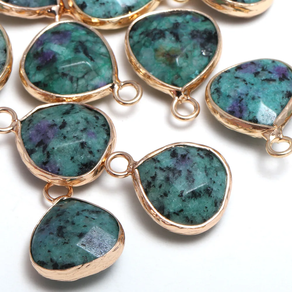 

2pcs Faceted Water Drop-Shape Epidote Natural Stone Pendants For Charm Jewelry Making Necklaces Accessories Size 13x18mm