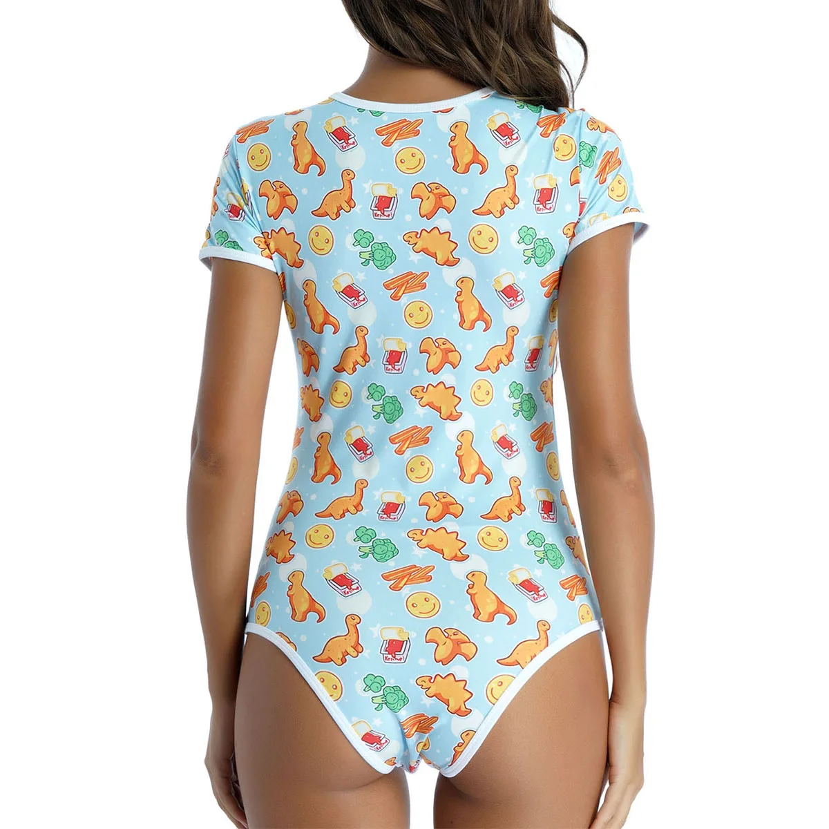Adult Diaper Jumpsuit Cotton One-piece Pajamas Romper Women Cute Cartoon Sleepwear |