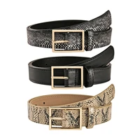 pu leather belt with square pin buckle fashion female snake belts designer womens jeans dress cinto feminino ladies waistbands
