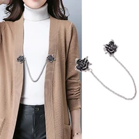 vintage rose shape sweater shawl clips women cardigan collar metal clip shawl dress brooch pin buttons buckles clothing pins