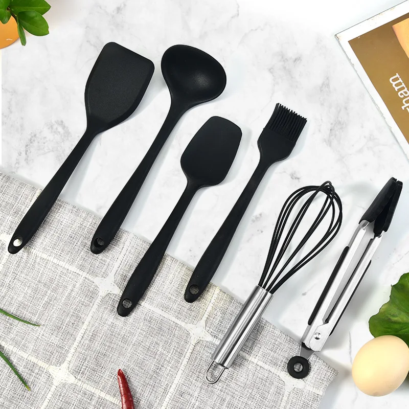 6pcsset silicone cooking utensils kitchen cookware utensil set non stick spatula kitchen tools 5 colors silicone cook gadgets free global shipping
