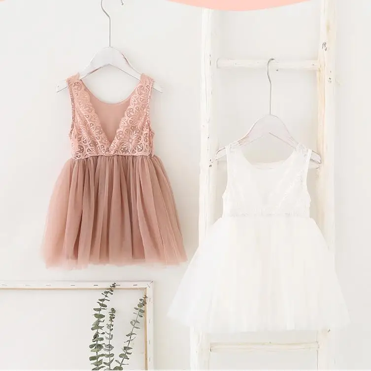 Детское платье для девочек летняя одежда с кружевной пачкой крещения 2020 модные