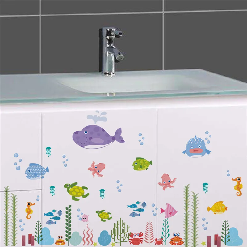 

Underwater Seabed Fish Bubble Starfish Star NEMO Wall Sticker Cartoon Wall Decals Bathroom Decor Nursery Kids Room Poster Mural