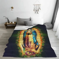 our lady guadalupe mexican virgin mary blanket winter warm bedspread plush soft cover flannel spread bedding sofa office velvet