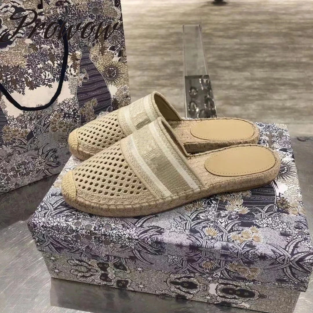 

New Spring Summer Mesh Luxury Brand Slippers Fisherman Vacation Flats Ladies Sandals Beach Fashion Shoes Women Zapatos Mujer