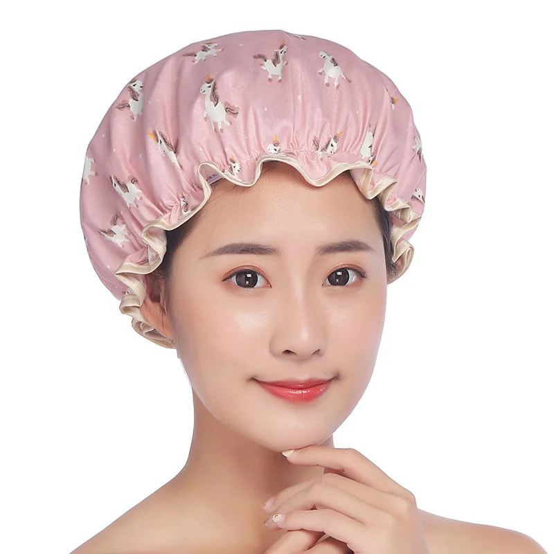 

Artracyse 1PC Double Waterproof Shower Cap Waterproof Adult Women's Shower Bathing Cap Anti-smoke Hat Dust Cap Bathing Cap