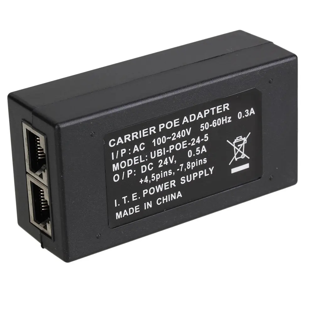 UBI POE 24 5 DC 24V 0.5A PoE Power Over Ethernet адаптер форсунка блок питания подходит для IP камеры