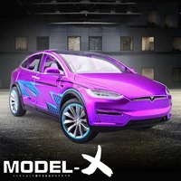 hot 120 scale tesla model x new energy vehicle metal diecast car pull back toys collection for kids gifts