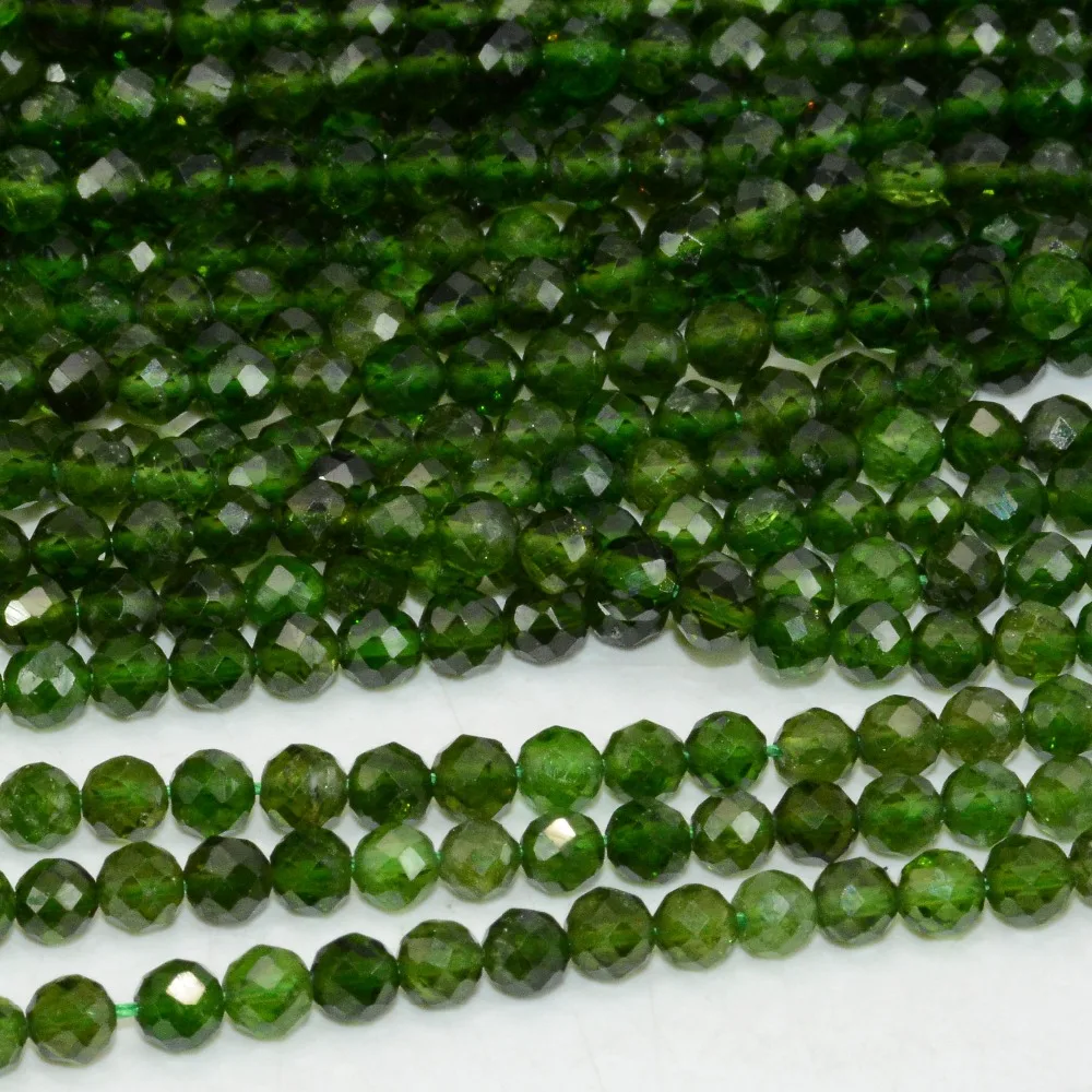 Натуральный хром Diopside граненые круглые бусины 4 мм/4,2 мм