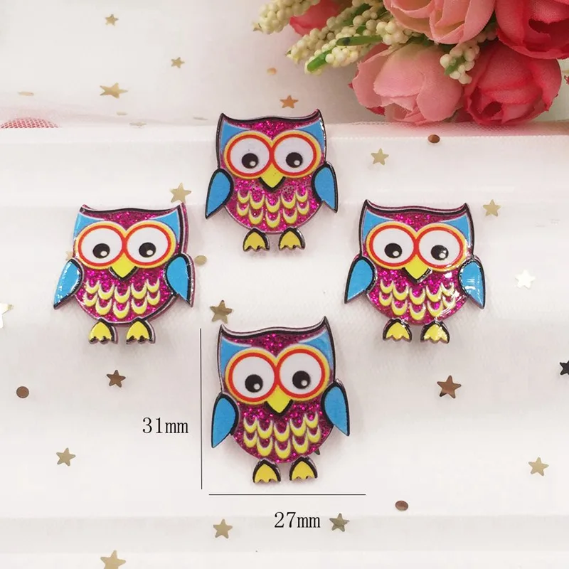 Милый цветной акриловый лист Совы с плоской задней стороной миниатюрный узор