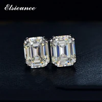 elsieunee classic 100 925 sterling silver created moissanite diamond gemstone stud earrings wedding fine jewelry drop shipping