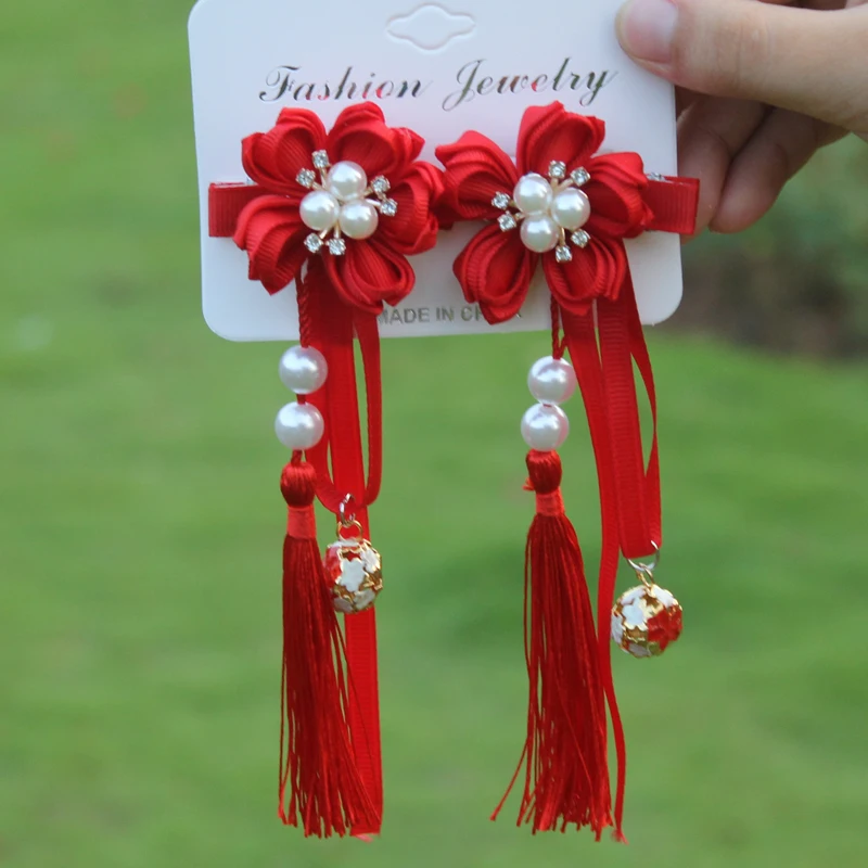 Детские клипсы для ушей невидимые без детей длинные серьги в китайском стиле с