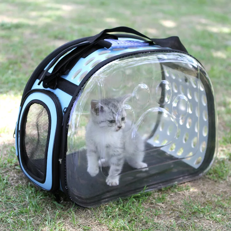 

The new fashion transparent pet bag cat bag dog bag portable foldable outing pet backpack dog backpack