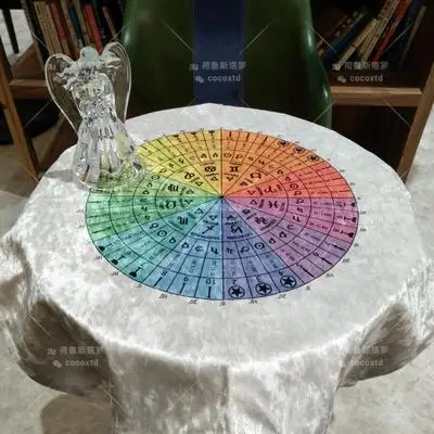 

Black/Silver Rainbow Tarot and Astrological Wheel Divination Astrology Magic Ceremony Altar Energy Tablecloth Tarot Cloth