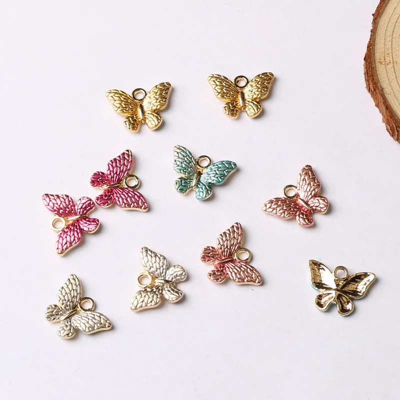 10 шт. подвески в виде бабочки красочная фотография маленькие серьги животных