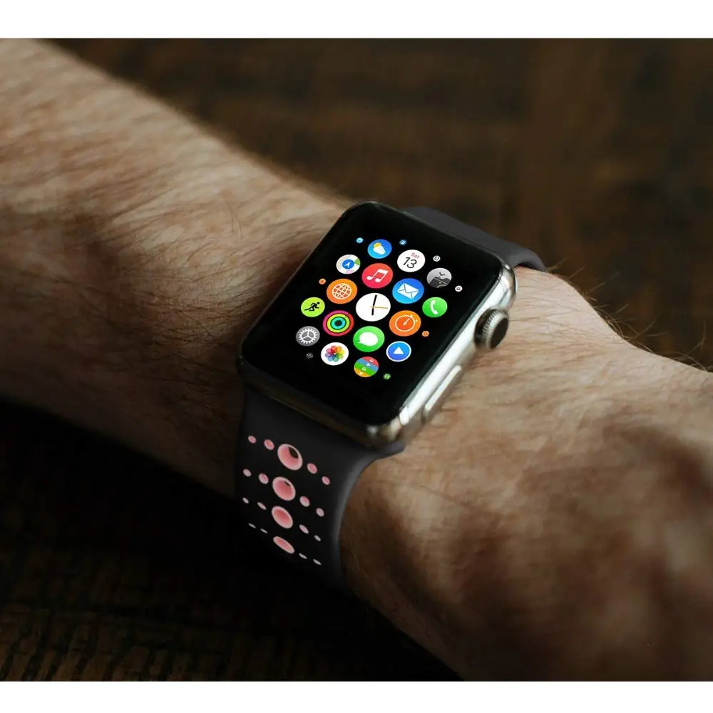 Силиконовый ремешок для apple watch 5 ремешок 44 мм 40 мм iWatch 38 мм 42 мм пористый спортивный ремешок для часов Браслет apple watch 4 3 2 1 38 40