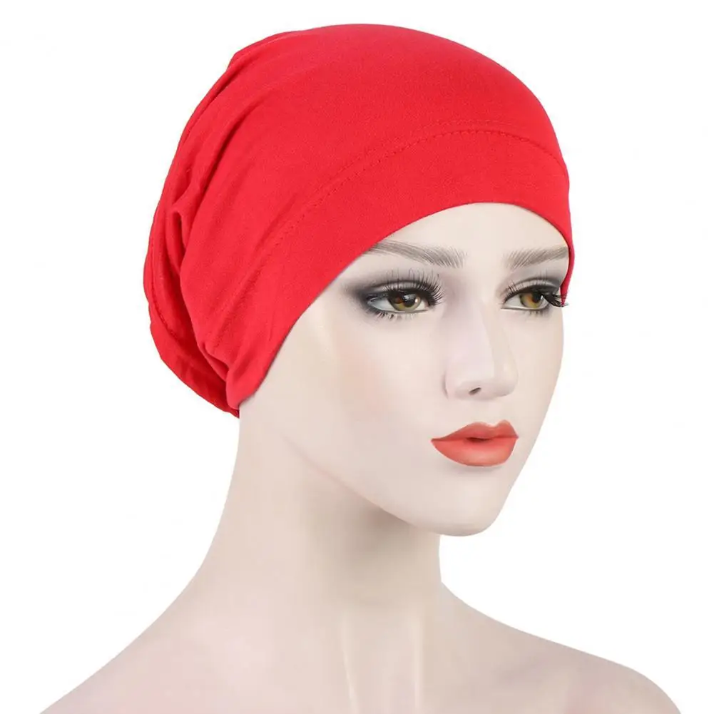

Under Scarf Straight Tube Headdress Comfy Dustproof Smooth Turban Hat Women Headwrap for Beach