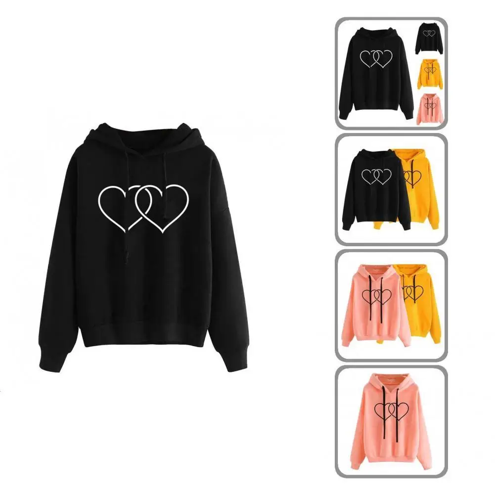 

Pullover Hoodie Chic Hooded Drawstring Women Sweatshirt Solid Color Long Sleeve Pullover Top