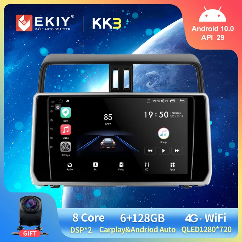 EKIY Car Radio Android 10 For Toyota Prado 2018 2019 2020 WIFI BT 4G 8 Core Navigation GPS Multimedia Player Auto Stereo Carplay