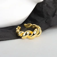 ventfille silver color resizable opening rings for women gold color rope jewelry large horn hemp wholesale
