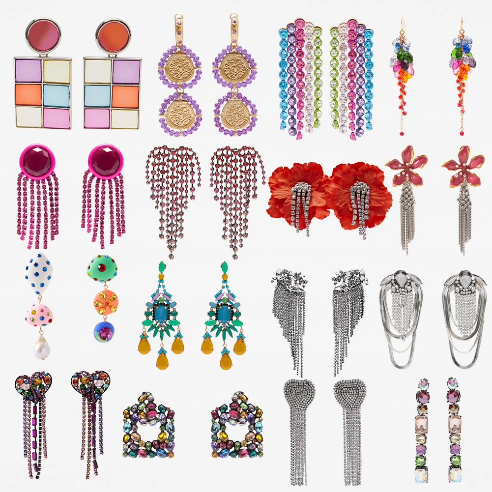 

Vedawas Colorful Shiny Geometric Drop Earrings for Women Trendy Fringed Long Hanging Heart Flower Earrings Jewelry Party Gifts