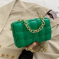 fashion weave women chain crossbody bag 2021 new pu leather luxury design ladies shoulder messenger bags