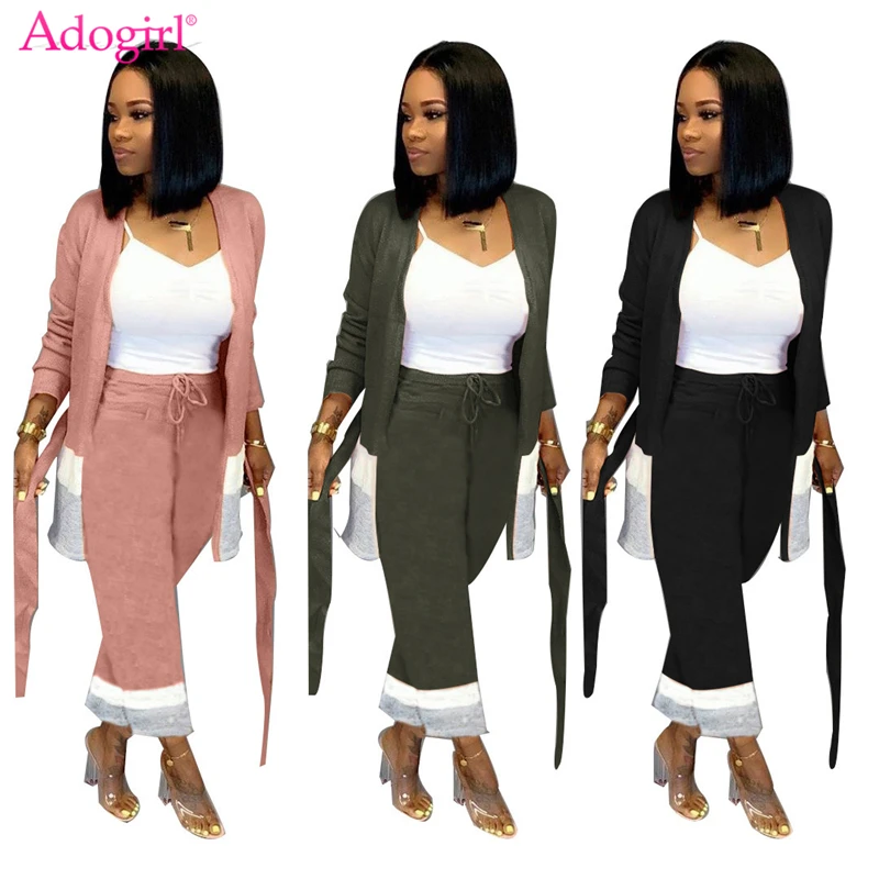 Adogirl/2019 г. Осенне зимний кашемировый комплект из двух предметов цветной кардиган