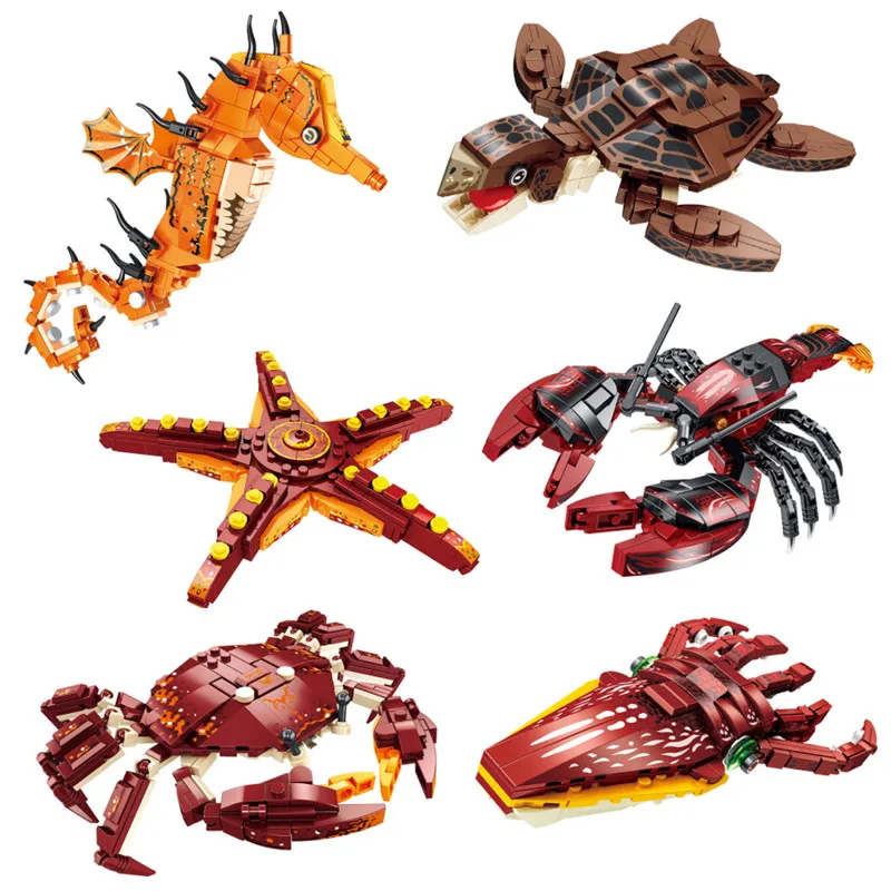 Конструктор детский морские звезды Мультяшные животные черепахи киты дельфины