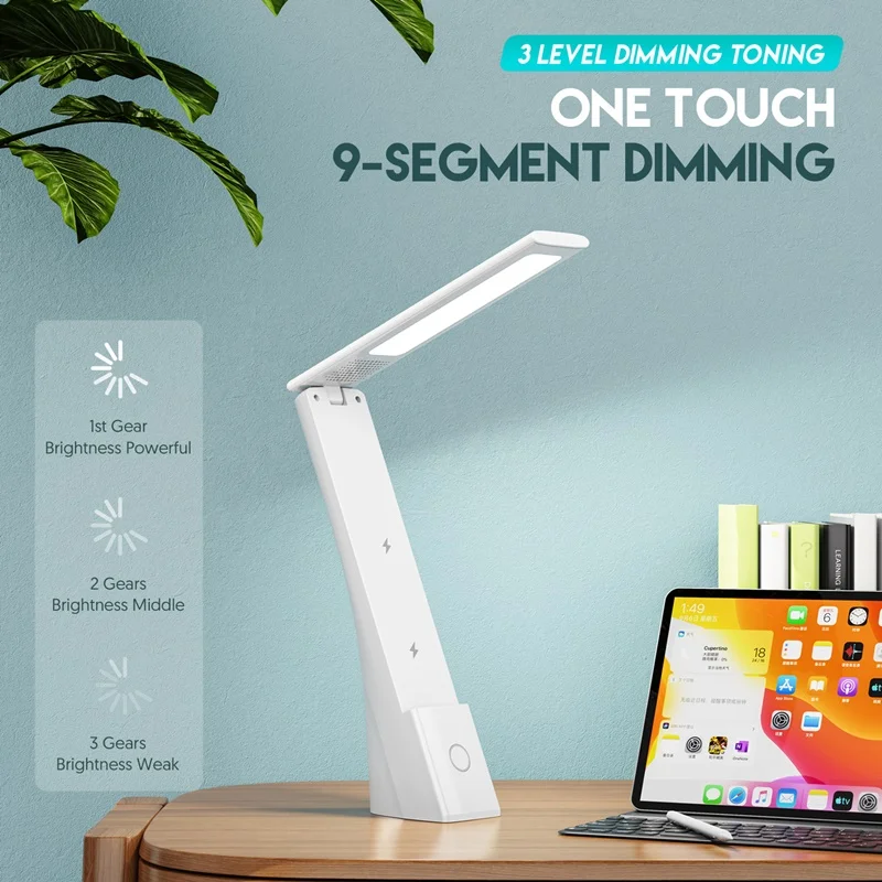 

15W QI Wireless Charging LED Desk Lamp Foldable Reading Night Light Table Lamp Fast Charging Holder For IPhone 13 12 11 Pro Max