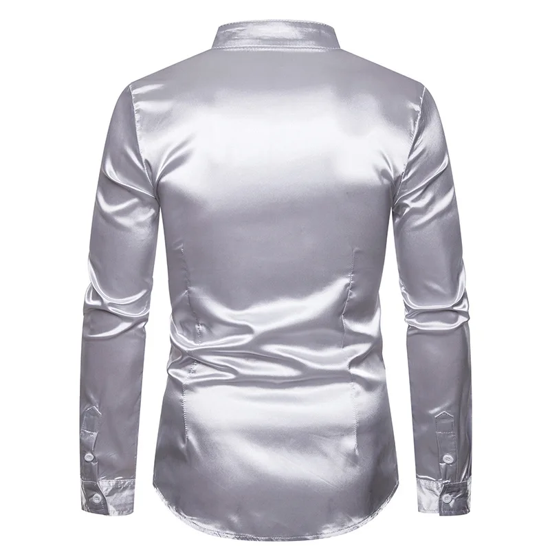 Stage Costumes Men's Casual Fashion Shiny Long Sleeve Stand Collar Shirt Male Singer Clothes Nightclub Rave Party Wear DT1816 |