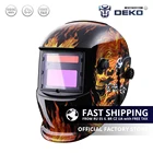 Электрическая Сварочная маска DEKO Skull, с автоматическим затемнением, регулируемый диапазон, для сварки 49-13 MMA MIG, объектив шлема