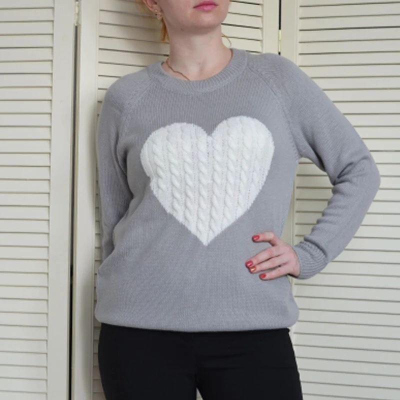 

Spring Autumn Sweater Jumper New Fashion Women Sweater Female Reversible Hollow Out Knitted Sweater Pullovers Heart Pattern