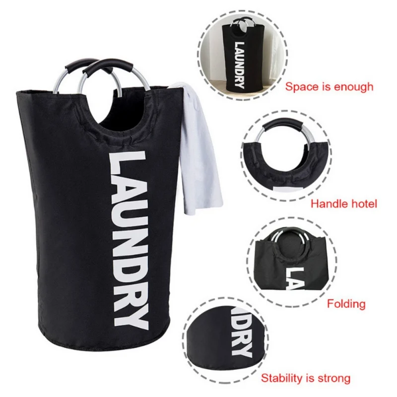 Складная корзина для белья Прачечная сумка Сплав Ручка складной ведро