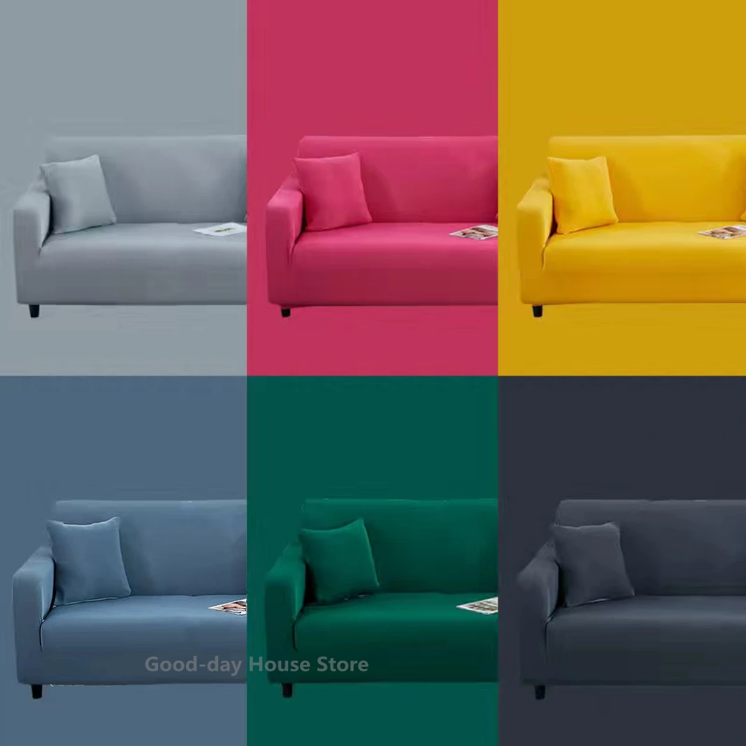 

Solid Corner Sofa Covers Elastic Tight Wrap Couch Skin Protector Living Room All-inclusive Stretch Slipcovers L Shape Armchair